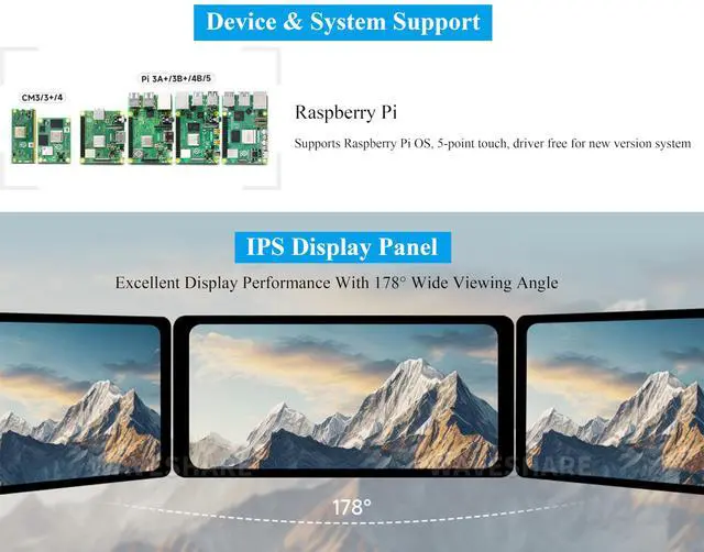 Alt view image 3 of 5 - UeeKKoo 6.25inch DSI LCD Touch Screen 720 x 1560 IPS Capacitive Display Compatible with Raspberry Pi 5/4B/3B+/CM4/3+/3, Optical Bonding Toughened Glass Panel, DSI Interface, 5-Point Touch