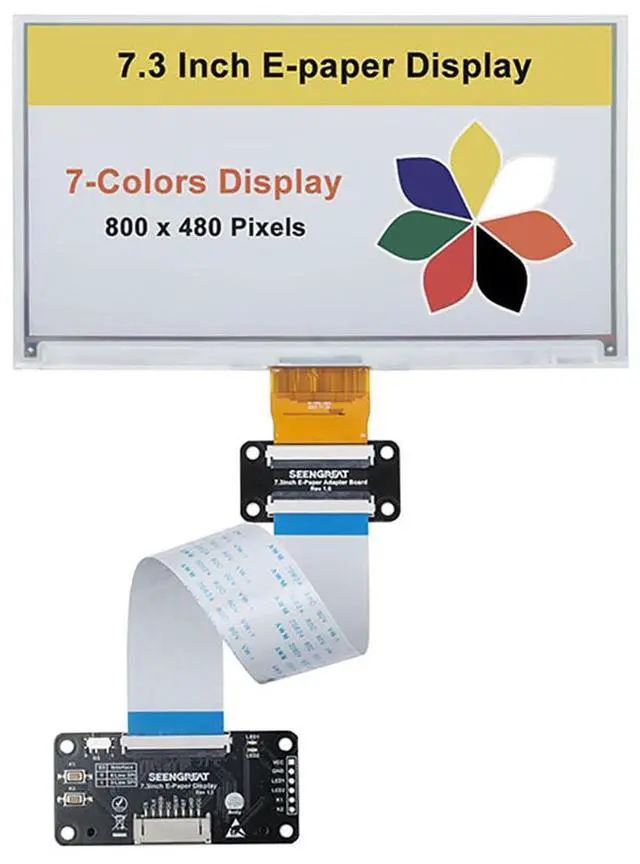 Main image of 7.3 Inch 7 Color e-Paper Display for Raspberry Pi/Arduino/STM32 Advanced Color ePaper 800x480 Pixels with Driver Board E-Ink Screen