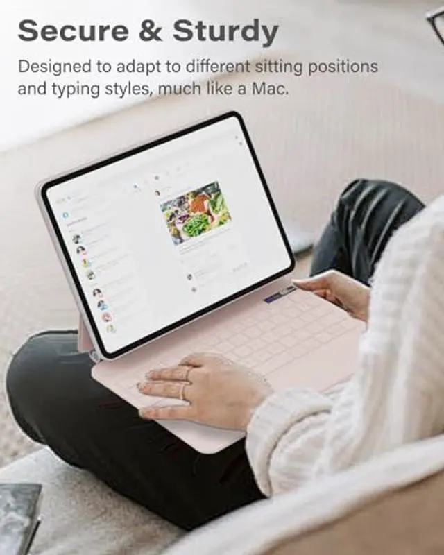 Alt view image 4 of 5 - ZENLU iPad 10th Generation Case with Keyboard Pink, Multi-Touch Trackpad, Power Display, Floating Cantilever Stand, Premium PU Leather, Backlit Slim Magic Keyboard for iPad 10 Gen (10.9", 2022)