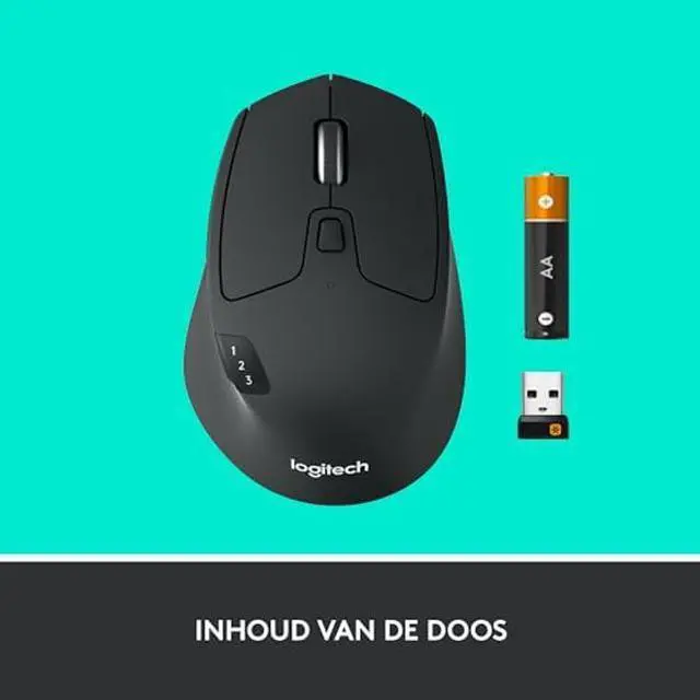Alt view image 3 of 4 - Logitech M720 Mouse, Wireless Black, Triathlon, 910-004791 (Black, Triathlon)