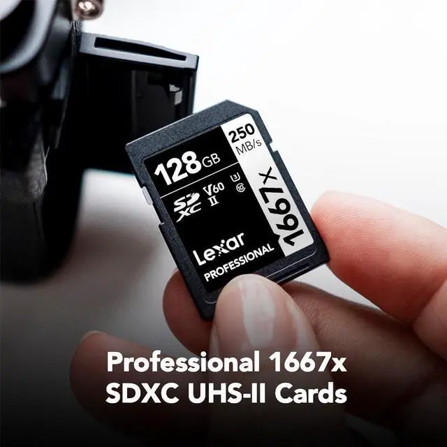 Alt view image 2 of 5 - Lexar 128GB Professional 1667x SD Card, UHS-II, C10, U3, V60, Full HD, 4K, Up To 250MB/s Read SDXC Memory Card, for Professional Photographer, Videographer, Enthusiast (LSD128CBNA1667)