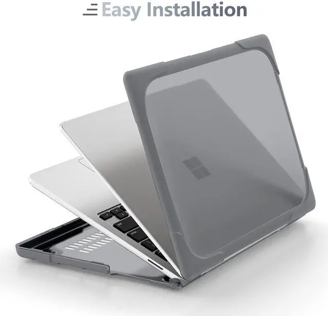 Alt view image 5 of 5 - Batianda Case for 13.5 inch Microsoft Surface Laptop 5 4/3 with Alcantara Palm Rest,Heavy Duty Shockproof Protective Hard Shell Cover with Fold Kickstand & Keyboard Cover Screen Protector, Gray