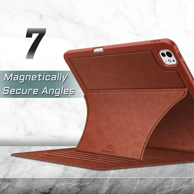Alt view image 4 of 5 - Fintie Magnetic Stand Case for iPad Pro 13-inch (M4) 2024 - Multiple Angles Shockproof Rugged Soft TPU Cover with Pencil Holder, Auto Sleep/Wake, Brown