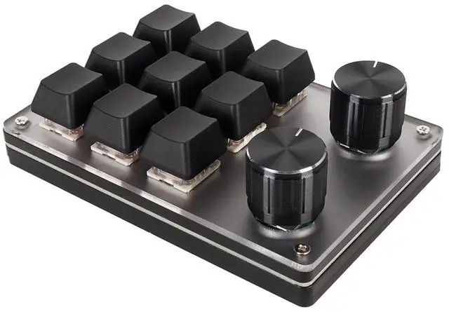 Main image of Ergonomic Red Switch Macro Keyboard with Customized Knobs and USB Mini Keypad (9 Keys with 2 Knobs)