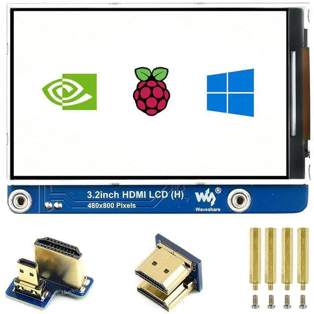 Main image of waveshare 3.2inch IPS LCD Display (H) for Raspberry Pi 4B/3B+/3B/2B/Zero/Zero W/Zero WH and Jetson Nano and Windows 11/10/8.1/8/7, 480x800 Pixel, Adjustable Brightness, No Touch