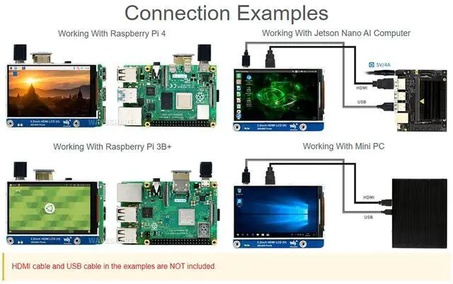 Alt view image 5 of 5 - waveshare 3.2inch IPS LCD Display (H) for Raspberry Pi 4B/3B+/3B/2B/Zero/Zero W/Zero WH and Jetson Nano and Windows 11/10/8.1/8/7, 480x800 Pixel, Adjustable Brightness, No Touch