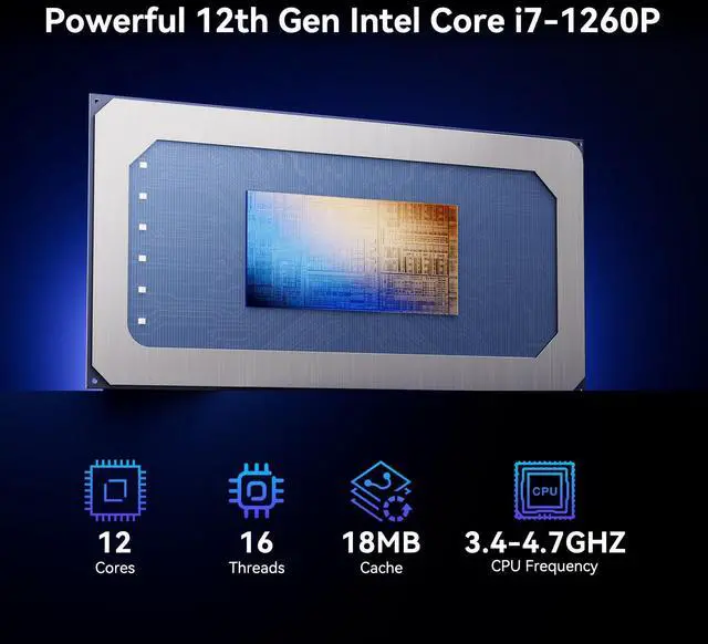Alt view image 2 of 5 - Intel NUC 12 Pro, for ASUS NUC12 Pro Wall Street Canyon Mini PC, 16GB RAM, 512GB SSD, Intel Core i7-1260P CPU (18M Cache, up to 4.70 GHz), WiFi 6E, BT 5.2, 2*Thunderbolt 4, Win 11 Pro(NUC12WSHi7)