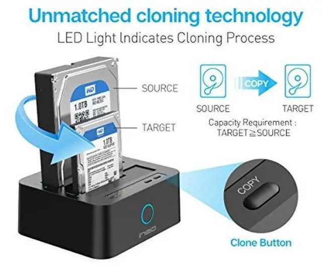 Alt view image 2 of 5 - ineo USB 3.1 Gen1 to SATA 2.5" or 3.5 inch SSD/HDD Docking Station (Clone Docking)