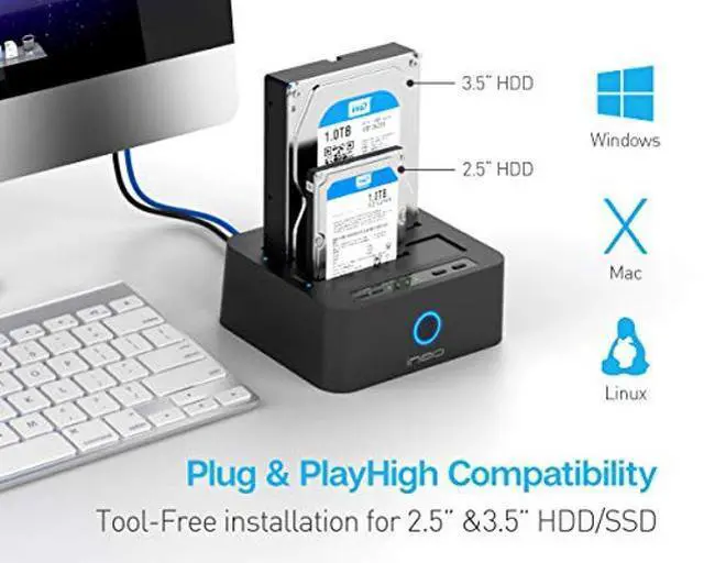Alt view image 4 of 5 - ineo USB 3.1 Gen1 to SATA 2.5" or 3.5 inch SSD/HDD Docking Station (Clone Docking)