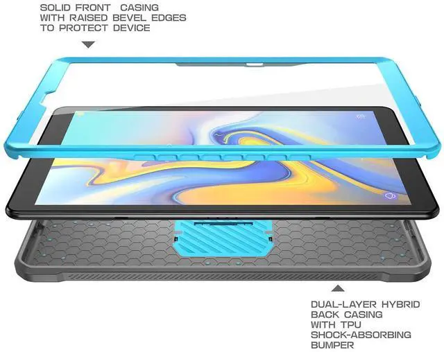 Alt view image 2 of 5 - SUPCASE for Galaxy Tab A 10.1 Case with Screen Protector (Unicorn Beetle Pro), [Built-in Stand] Full-Body Rugged Heavy Duty Protective Tablet Cover for Samsung Galaxy Tab A 10.1 (2019), Blue
