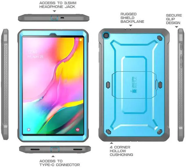 Alt view image 5 of 5 - SUPCASE for Galaxy Tab A 10.1 Case with Screen Protector (Unicorn Beetle Pro), [Built-in Stand] Full-Body Rugged Heavy Duty Protective Tablet Cover for Samsung Galaxy Tab A 10.1 (2019), Blue