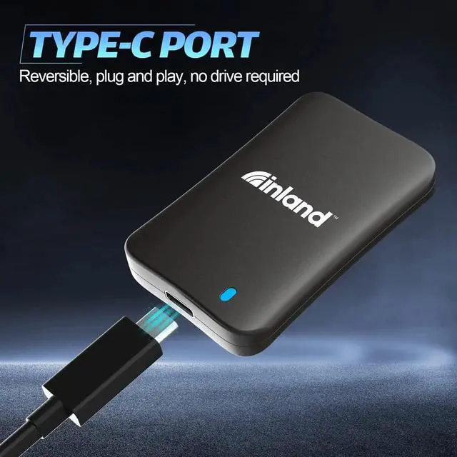 Alt view image 4 of 5 - Inland 2TB External SSD with Type-C Connector, 1500MB/s Read and 1400MB/s Write Speeds, 4-Year Warranty