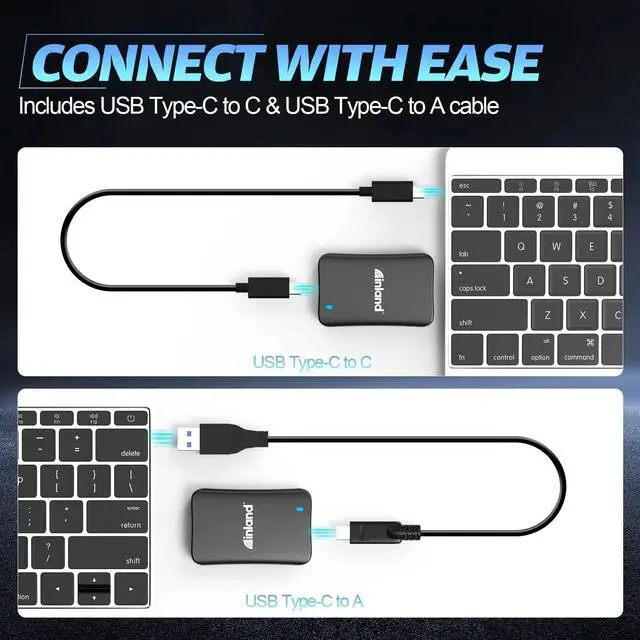 Alt view image 5 of 5 - Inland 2TB External SSD with Type-C Connector, 1500MB/s Read and 1400MB/s Write Speeds, 4-Year Warranty