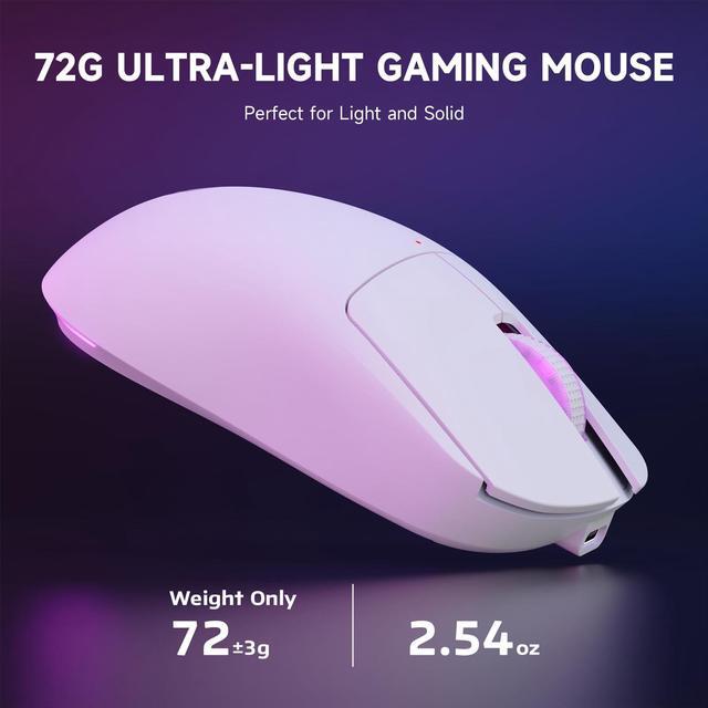 Alt view image 5 of 5 - MAGIC-REFINER G6 Wireless Gaming Mouse,24000 DPI Adjustable,72g Lightweight Mouse,1000Hz Polling Rate,Tir-Mode BT/2.4G/ Wired Gaming Mouse,750mAh Battery,with Grip Tape for Gamer/Office/PC/Mac,White