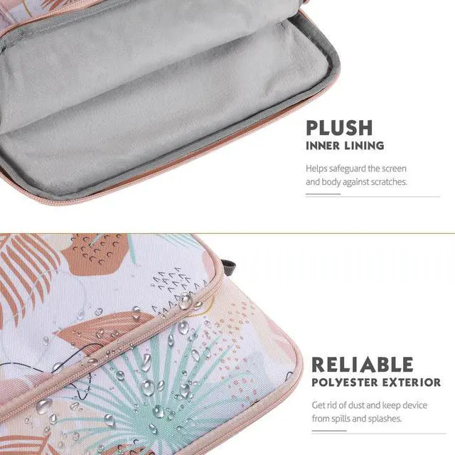 Alt view image 3 of 5 - MoKo Laptop Sleeve Bag for 13.3-14 Inch, Notebook Carrying Case with Pocket Fits New MacBook Pro M3/M2 14" /13" M2/M1 Pro/M1 Max 14.2 2023-2021/Air 13.6" M2 2022, Surface Pro 9/8 13", Tropical Leaf