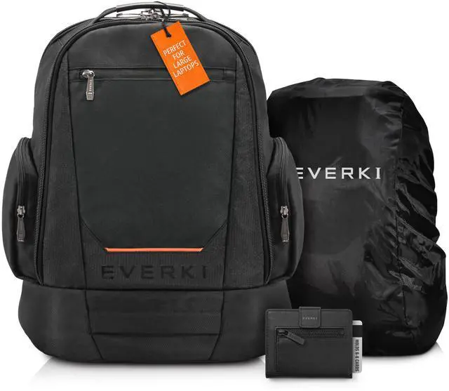 Main image of Everki ContemPRO 117 Large Gaming Laptop Backpack (42L) for 17-18.4" Laptops with Rain Cover Black Slim Minimalist Wallet for Men with 6-8 Card Slots, Coin Pocket, and Hidden Card Slot