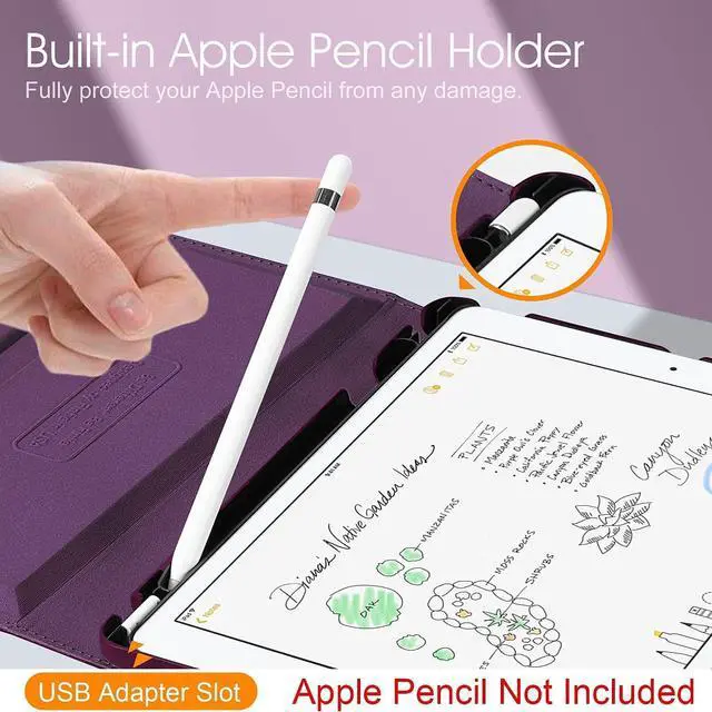 Alt view image 4 of 5 - Fintie 360 Degree Rotating Case for iPad iPad 9th Generation (2021) / 8th Generation (2020) / 7th Gen Bundle with Fintie PU Leather Protective Carrying Case for Apple Pencil (1st and 2nd Generation)