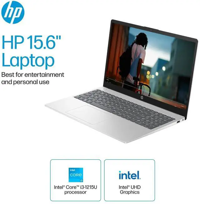 Alt view image 2 of 5 - HP Pavilion 15.6" HD Touchscreen Laptop | 8GB RAM | 256GB SSD | Intel Core i3-1215U up to 4.1GHz | 11Hr Battery | Windows 11 | USB-C & HDMI | Sleek Silver | w/Mouse (8GB RAM | 256GB SSD)