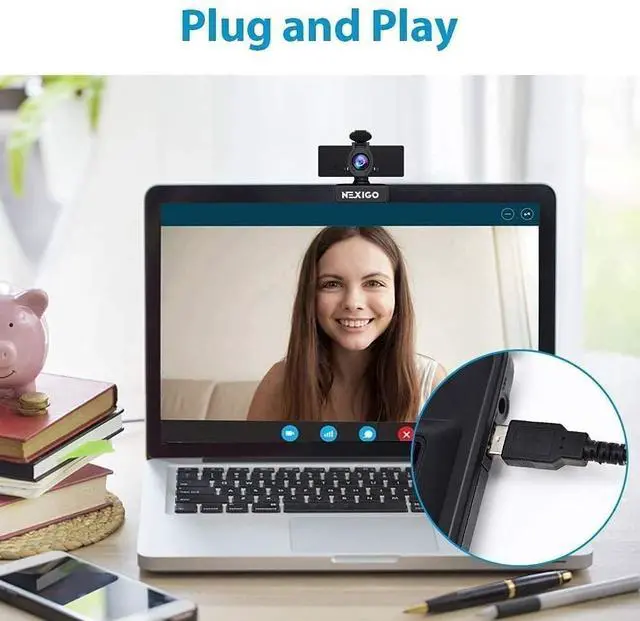 Alt view image 3 of 5 - NexiGo 1080P Business Webcam Kits, N60 HD Web Camera with Microphone and Privacy Cover, Software Control, Enhanced Video Conference Lighting Kit with Webcam Style Clip, for Zoom/Skype/Teams