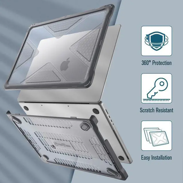 Alt view image 3 of 5 - Fintie Case for MacBook Pro 16 Inch A3403 A3186 A2991 A2780 A2485 (2024 2023 2022 2021) - Heavy Duty Rugged Hard Shell Cover with TPU Bumper for MacBook Pro 16" M4/M3/M2/M1 Pro/Max Chip, Gray