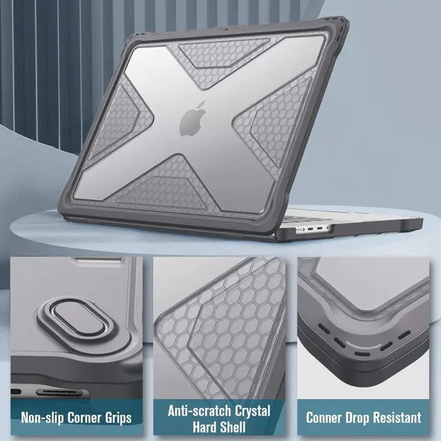 Alt view image 4 of 5 - Fintie Case for MacBook Pro 16 Inch A3403 A3186 A2991 A2780 A2485 (2024 2023 2022 2021) - Heavy Duty Rugged Hard Shell Cover with TPU Bumper for MacBook Pro 16" M4/M3/M2/M1 Pro/Max Chip, Gray