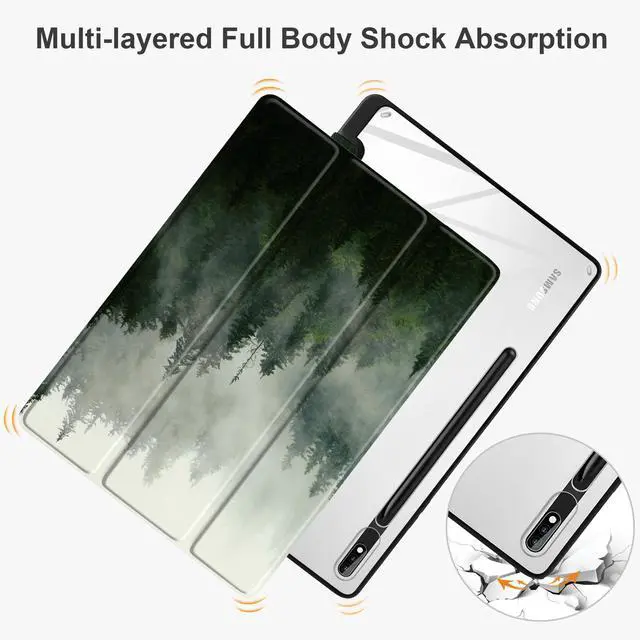 Alt view image 3 of 5 - Batianda Designed Case for Samsung Galaxy Tab S9 Plus 12.4 inch 2023 Model (SM-X810/X816/X818) with S Pen Holder, Shockproof Tablet Cover with Clear Transparent Back Shell Auto Sleep/Wake,Forest
