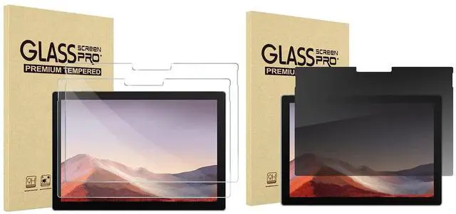 Main image of ProCase 2 Pack Screen Protector for Surface Pro 7 Plus/Surface Pro 7 / Pro 6 / Pro 5 / Pro 4 Bundle with Privacy Screen Protector for Surface Pro 7 Plus, Pro 7, Pro 6, Pro 5, Pro 4