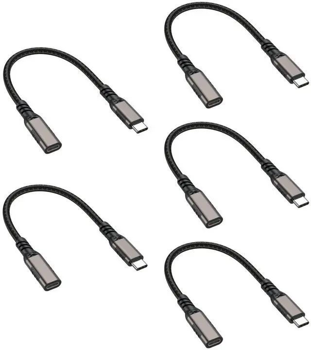 Main image of USB C Extension Cable 1FT 5-Pack, Small USB C Male to Female Cord [USB3.1 Gen2/10Gbps] Sync Transfer 100W/5A Fast Charging Compatible with iPhone 15, iPad Pro/Air, MacBook Air M2/ M1/ Pro