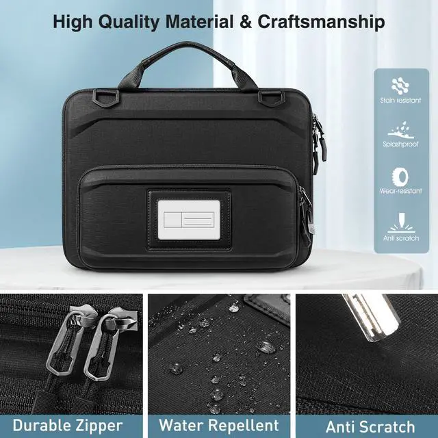 Alt view image 2 of 5 - Fintie 11.6 Inch Chromebook Sleeve Case - Protective Briefcase Shoulder Bag with Accessory Pouch and ID Card Slot for Up to 11.6" Lenovo Samsung Microsoft ASUS Dell Acer HP Laptop Notebook (Black)