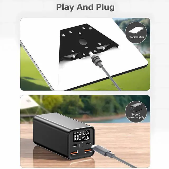 Alt view image 3 of 5 - Aconnect Starlink Mini Cable USB C/Type-C to DC Male Power Cable, 100W Input USB Type C to DC Cable, for PD Protocol Power Bank, Waterproof 18AWG, Starlink Mini Accessories Kit