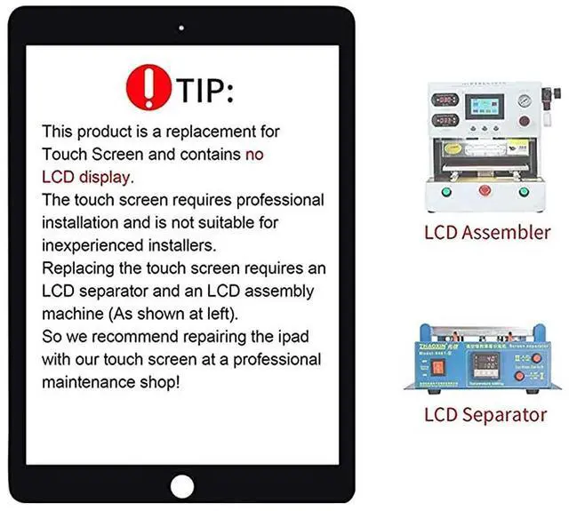 Alt view image 2 of 5 - Touch Screen Digitizer Replacement for iPad pro 9.7 A1673 A1674 A1675 Front Glass Assembly(Not LCD) with Pre-Installed Adhesive,Tools Kit,White