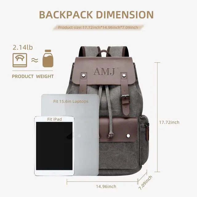 Alt view image 2 of 5 - AMJ Travel Laptop Backpack, Work Backpacks For Men Women, Hiking Casual Daypacks, Backpack Grey