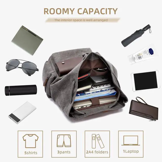Alt view image 5 of 5 - AMJ Travel Laptop Backpack, Work Backpacks For Men Women, Hiking Casual Daypacks, Backpack Grey