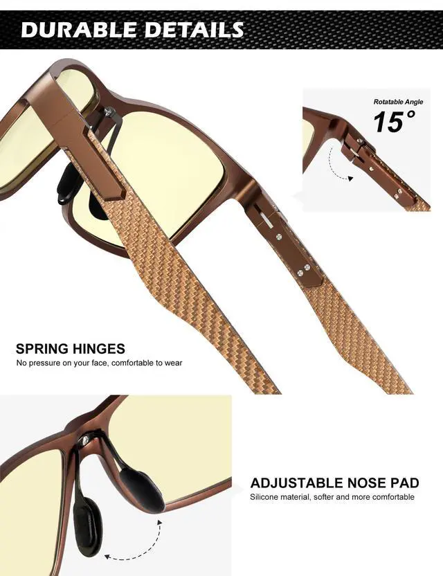 Alt view image 4 of 5 - ANYLUV Blue Light Blocking Glasses Men Computer Gaming Glasses Lightweight Al-Mg Metal Anti Eyestrain Eye Protection