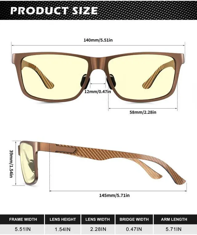 Alt view image 5 of 5 - ANYLUV Blue Light Blocking Glasses Men Computer Gaming Glasses Lightweight Al-Mg Metal Anti Eyestrain Eye Protection