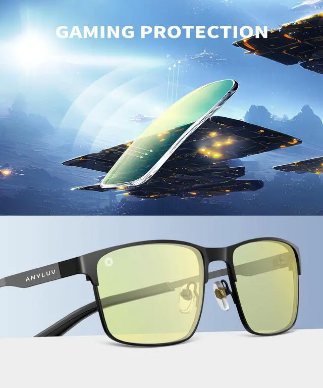 Alt view image 4 of 5 - ANYLUV Blue Light Glasses for Men/Women, Lightweight Blue Light Blocking Glasses, Anti-Eye Strain Computer Glasses for Gaming