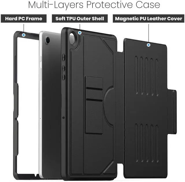 Alt view image 3 of 5 - ATOOZ Cover for Galaxy Tab A9 Plus Tablet 2023,Compatible with Samsung Tab A9 Plus 11 Inch Case with Adjustable Stand & Auto Sleep/Wake SM-X210/X216/X218 Black