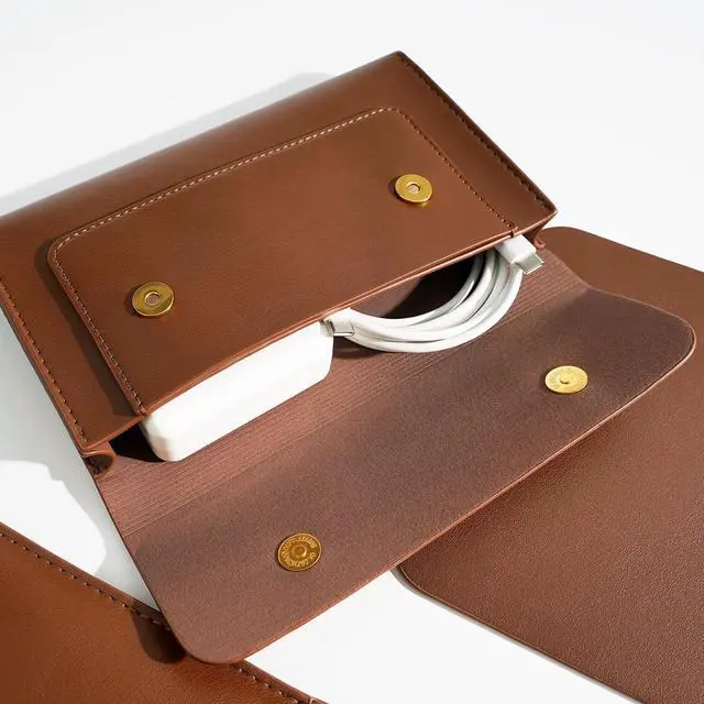 Alt view image 5 of 5 - Benfan Tablet Sleeve Compatible with 12.9 iPad Pro Fits Magic Keyboard with Small Pouch, Mouse Pad and Cord Organizer, Color Dark Brown