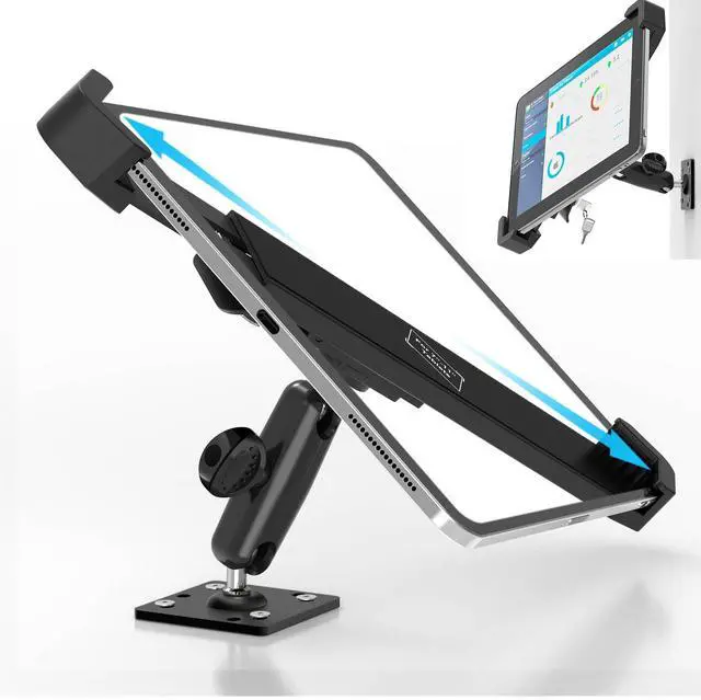 Main image of Cuxwill Tablet Wall Mount Lock Holder for 7-11" iPad, Metal Anti Theft Tablet Kiosk Mount with Secure Lockable for Conference Room, Desktop, Under Counter, Cabinet, Gym - Fits iPad, Galaxy Tab Series