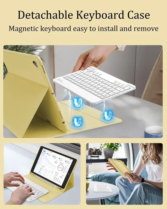 Alt view image 4 of 5 - Keyboard Case for iPad 9th Generation 2021 10.2 Inch, Detachable Wireless Rechargeable Keyboard for iPad 8th/7th Gen, Slim Folio Stand Cover with Pencil Holder for iPad Pro 10.5" / iPad Air 3rd Gen