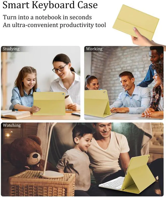 Alt view image 5 of 5 - Keyboard Case for iPad 9th Generation 2021 10.2 Inch, Detachable Wireless Rechargeable Keyboard for iPad 8th/7th Gen, Slim Folio Stand Cover with Pencil Holder for iPad Pro 10.5" / iPad Air 3rd Gen