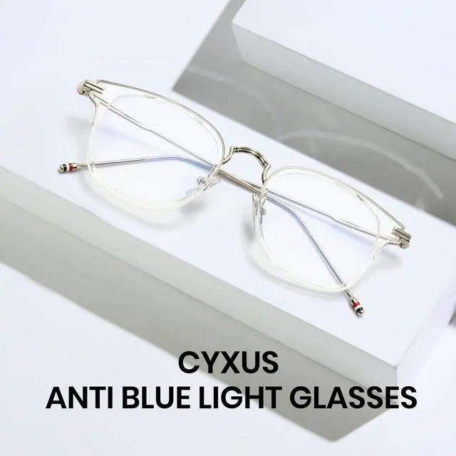 Alt view image 4 of 5 - Cyxus Women Blue Light Bloking Glasses Anti Blue Light Square Half Rim Glasses Clear