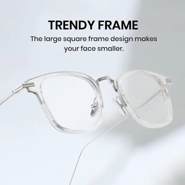 Alt view image 5 of 5 - Cyxus Women Blue Light Bloking Glasses Anti Blue Light Square Half Rim Glasses Clear