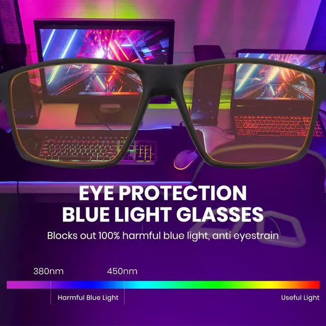 Alt view image 2 of 5 - Cyxus Yellow-Tinted Blue Light Blocking Glasses for Men Women Gaming Glasses Reduce Eye Strain Sleep Better(8303Y02 Yellow Lens Black Frame)