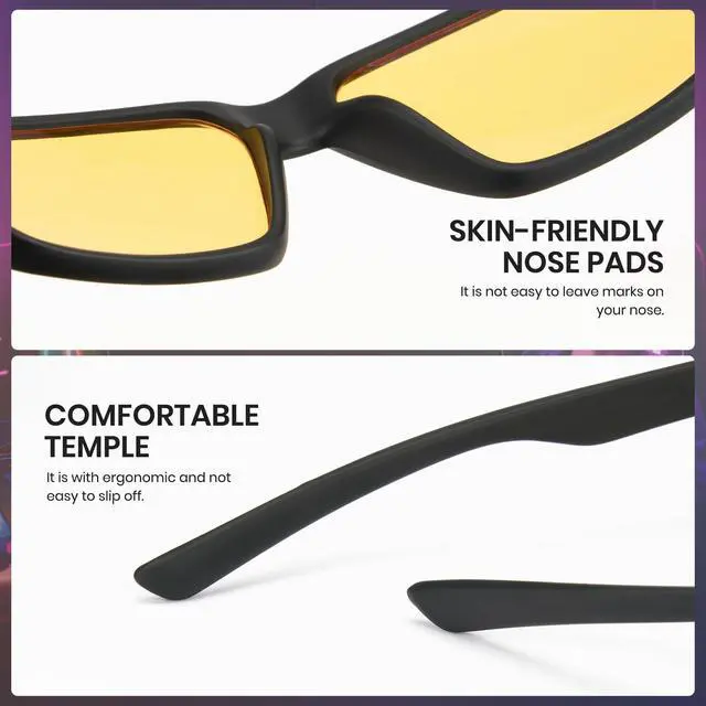 Alt view image 5 of 5 - Cyxus Yellow-Tinted Blue Light Blocking Glasses for Men Women Gaming Glasses Reduce Eye Strain Sleep Better(8303Y02 Yellow Lens Black Frame)