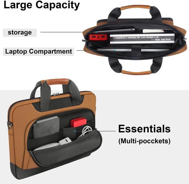 Alt view image 4 of 5 - DOMISO Laptop Sleeve Case Large Capacity Shoulder Bag Compatible with 17-17.3 inch Dell Precision 17 / MSI/HP Gaming Pavilion 17 /MacBook Pro 17,Brown