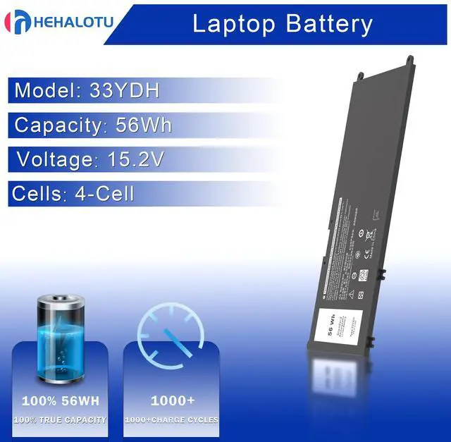 Alt view image 3 of 5 - 56WH 33YDH Laptop Battery for Dell Inspiron 17 7000 7773 7778 7779 7786 15 7577 G3 3579 3779 G5 5587 G7 7588 Series Latitude 13 3380 14 3490 15 3580 3590 Series PVHT1 P72F P30E 81PF3 081PF3 P30E001