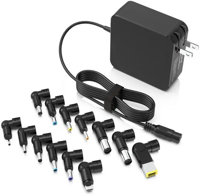 Main image of Universal Laptop Charger 100W GaN AC Adapter for HP Dell Gateway Toshiba Lenovo Acer ASUS Samsung Chromebook DC Output 12V 16V 18.5V 19V 19.5V 20V Power Supply Cord with 13 Tips with USB C Type C tip
