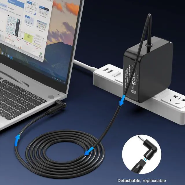 Alt view image 5 of 5 - Universal Laptop Charger 100W GaN AC Adapter for HP Dell Gateway Toshiba Lenovo Acer ASUS Samsung Chromebook DC Output 12V 16V 18.5V 19V 19.5V 20V Power Supply Cord with 13 Tips with USB C Type C tip