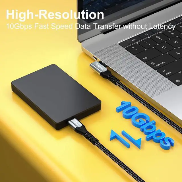 Alt view image 2 of 5 - Fasgear 100W USB C to Type C 90-Degree Cable, 2 Pack 6ft USB 3.1 Gen 2 10Gbps Data Power Delivery Cord Compatible for VR Headset,PD Docking Station,Hard Drives,Mac-Book,4K Displays (6ft, Black)